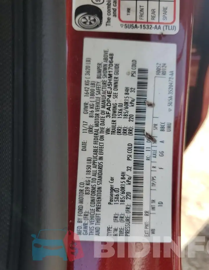 3FADP4EJ5HM170648 Photo# 12