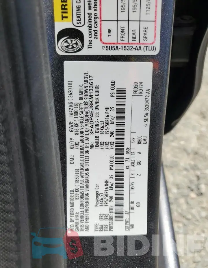 3FADP4EJ8KM133617 Photo# 12