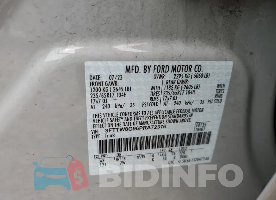 3FTTW8G96PRA72376 Photo# 12