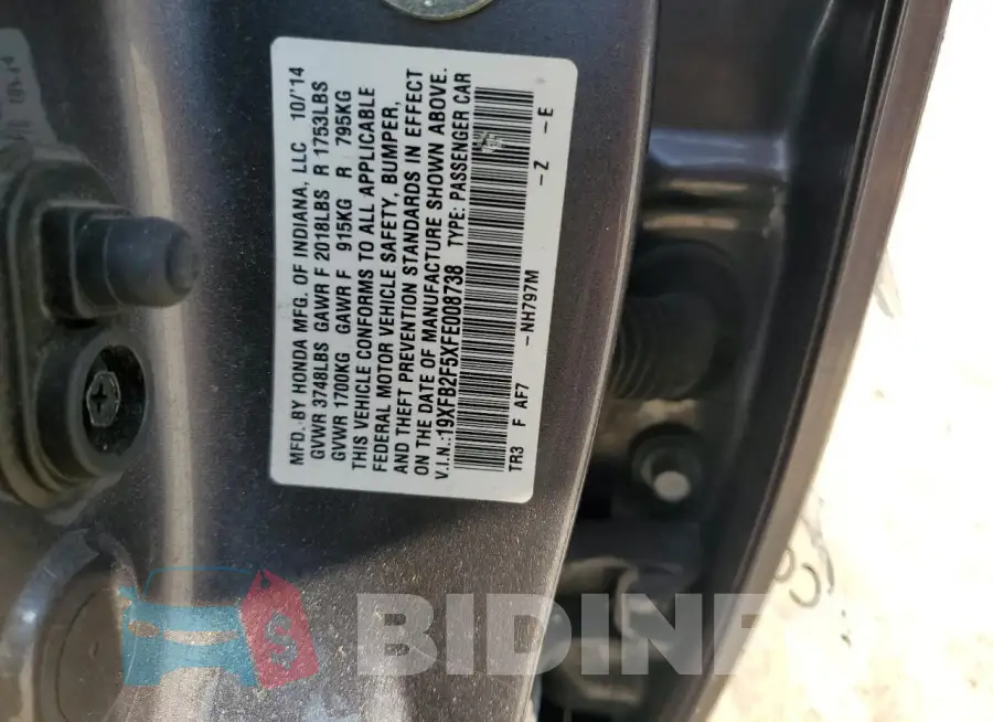 19XFB2F5XFE008738 Photo# 12