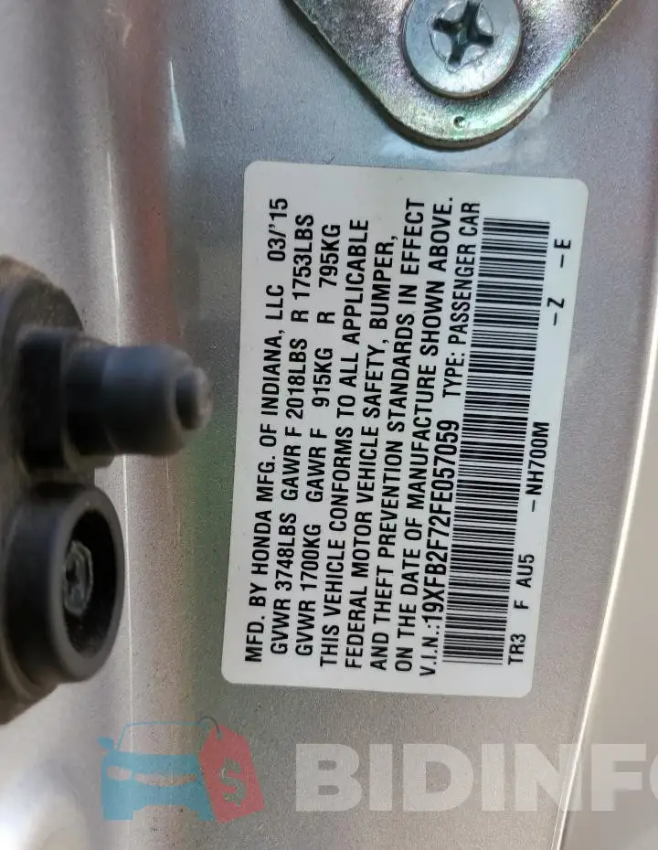 19XFB2F72FE057059 Photo# 12