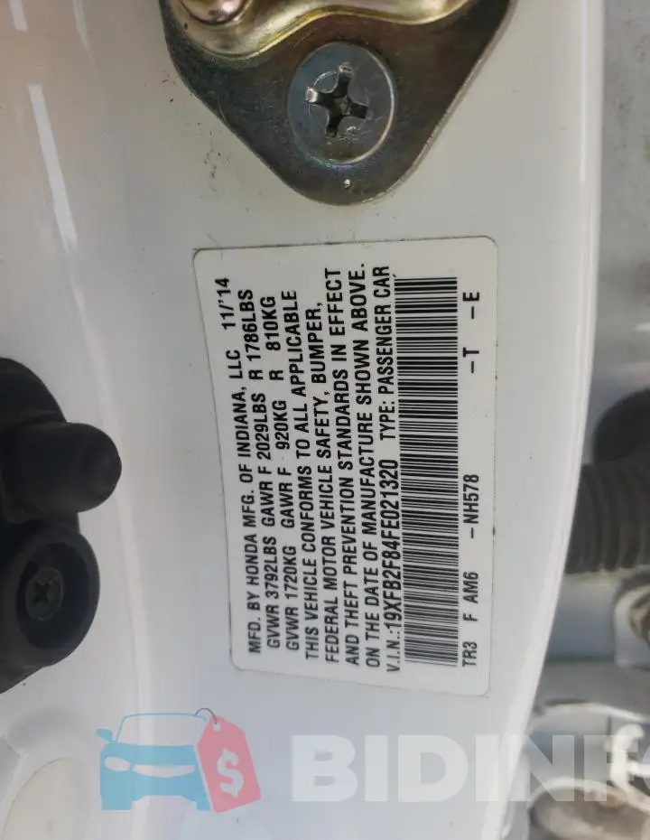 19XFB2F84FE021320 Photo# 13