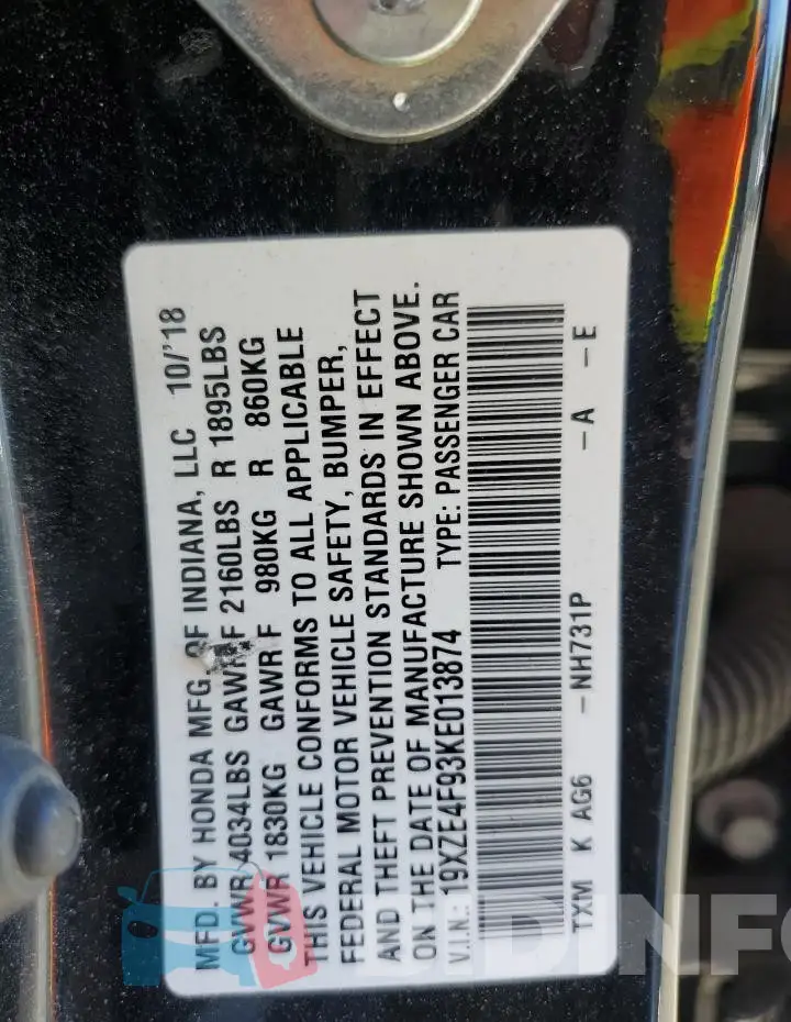 19XZE4F93KE013874 Photo# 13