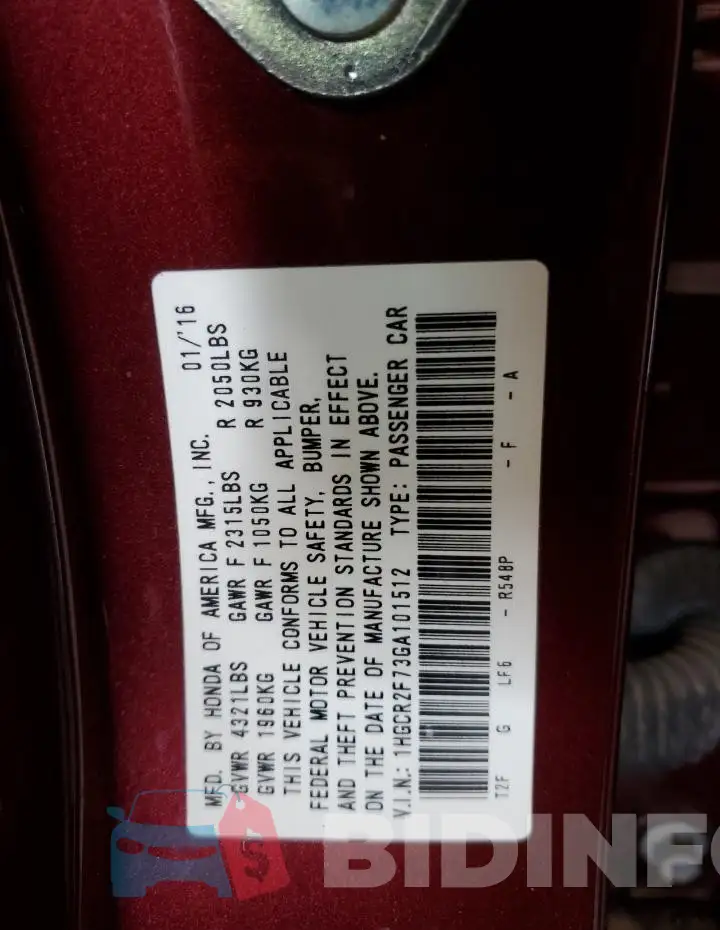1HGCR2F73GA101512 Photo# 12