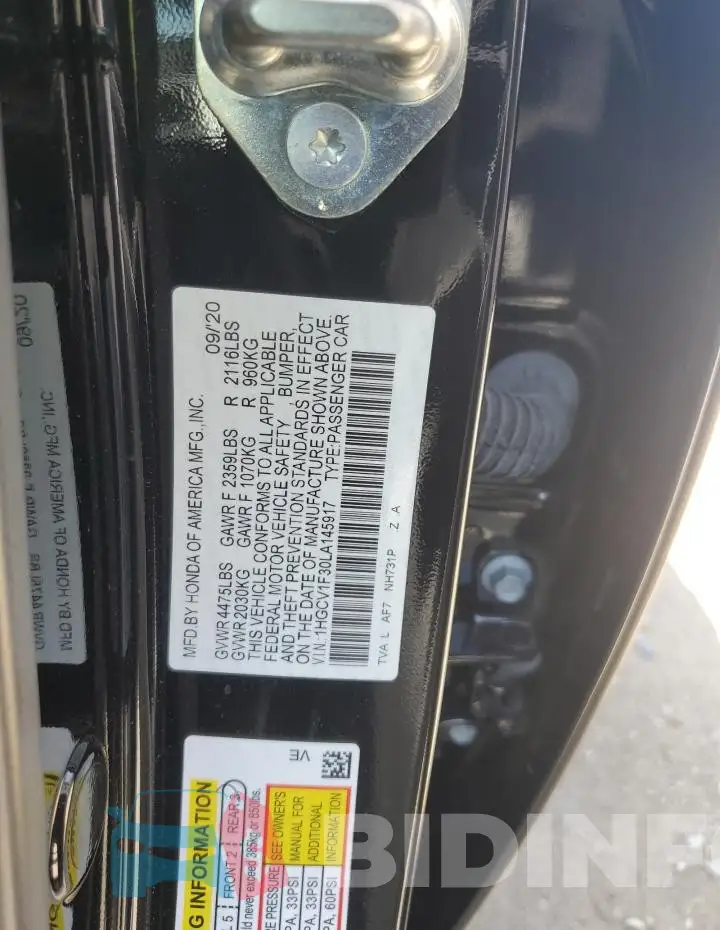 1HGCV1F30LA145917 Photo# 12