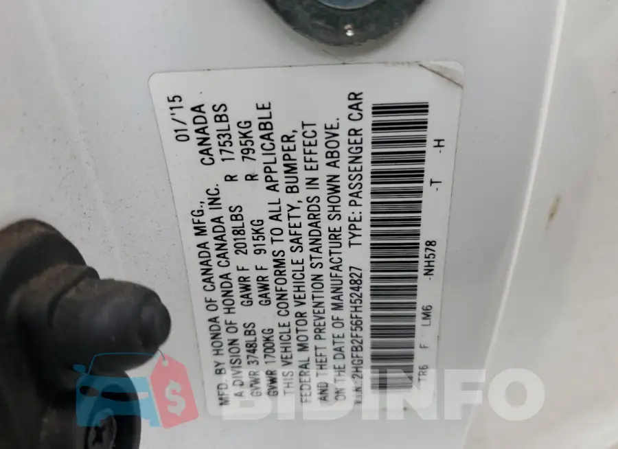2HGFB2F56FH524827 Photo# 12