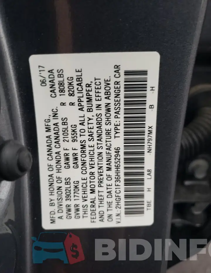 2HGFC1F36HH652946 Photo# 12