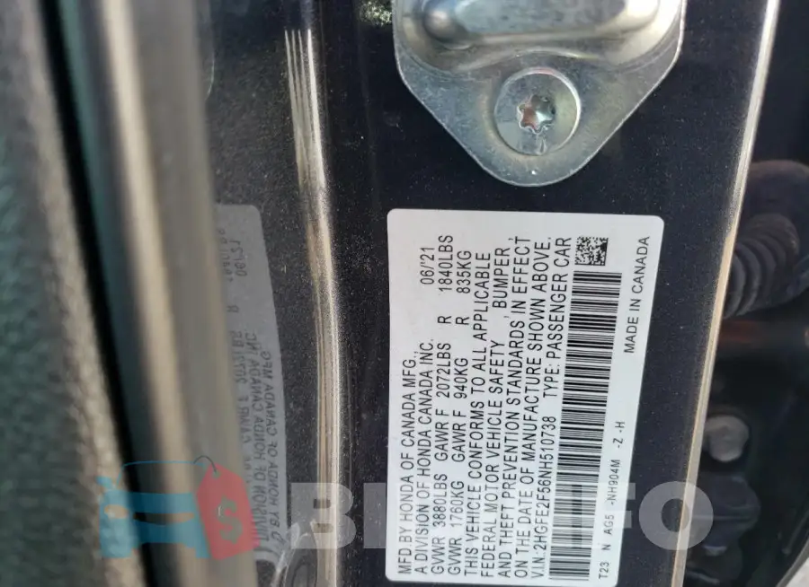 2HGFE2F56NH510738 Photo# 12