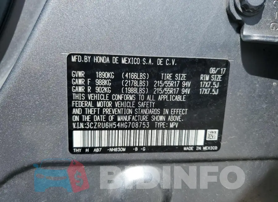 3CZRU6H54HG708753 Photo# 13