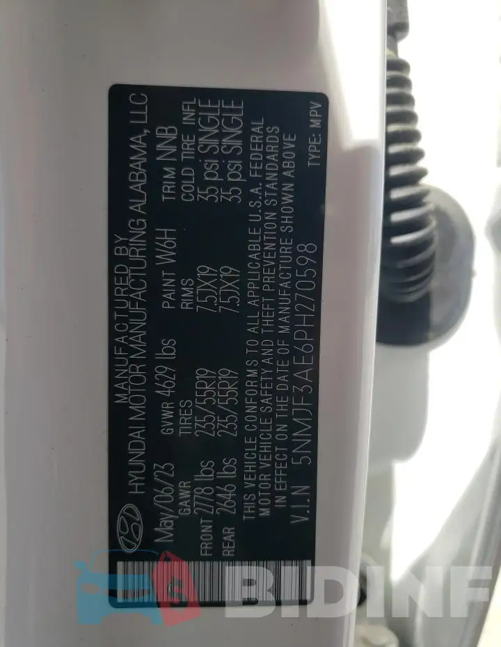 5NMJF3AE6PH270598 Photo# 13