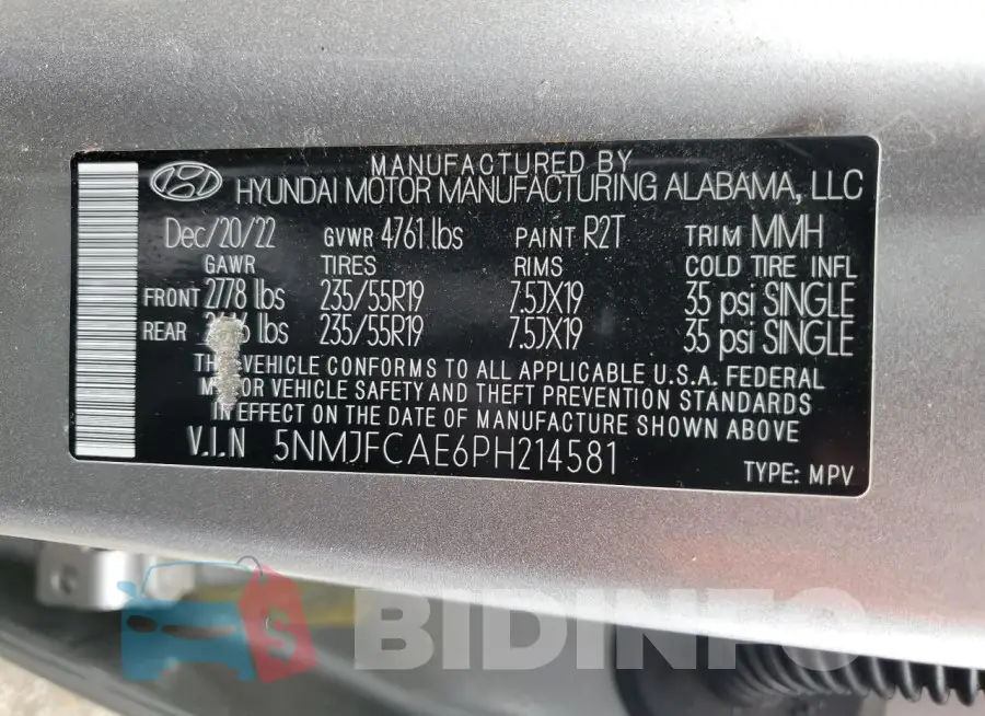 5NMJFCAE6PH214581 Photo# 14