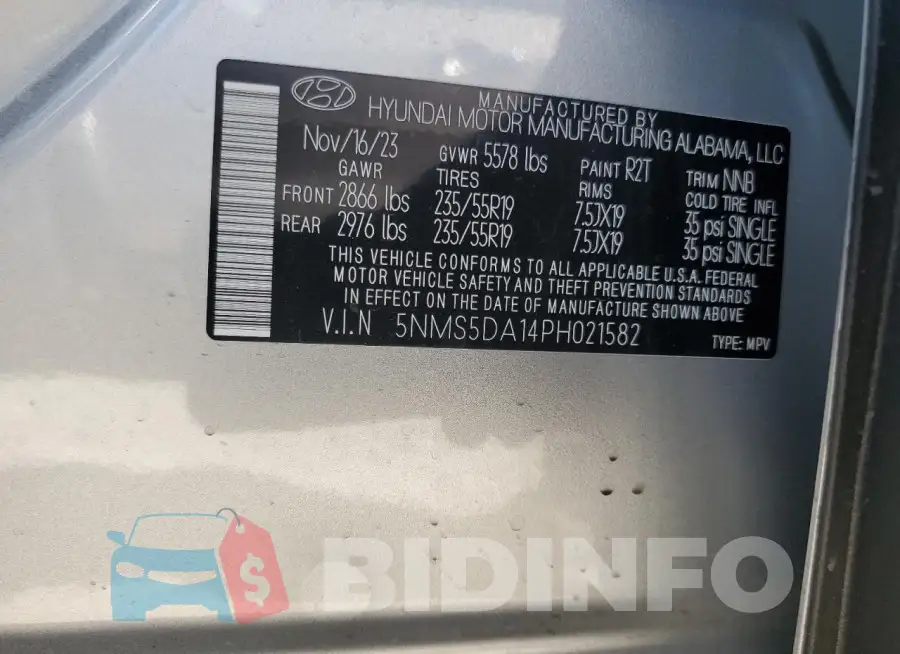 5NMS5DA14PH021582 Photo# 12