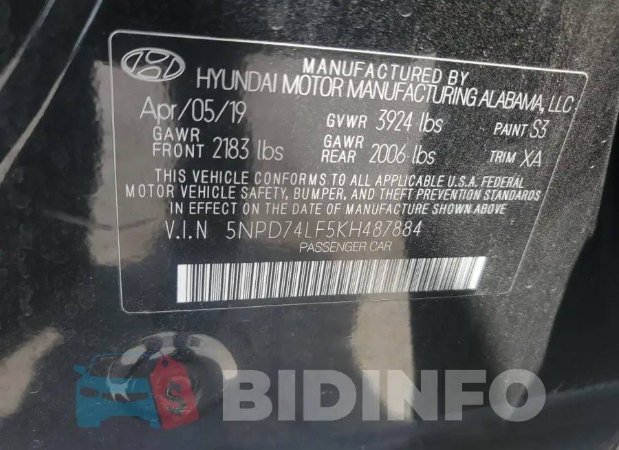 5NPD74LF5KH487884 Photo# 12