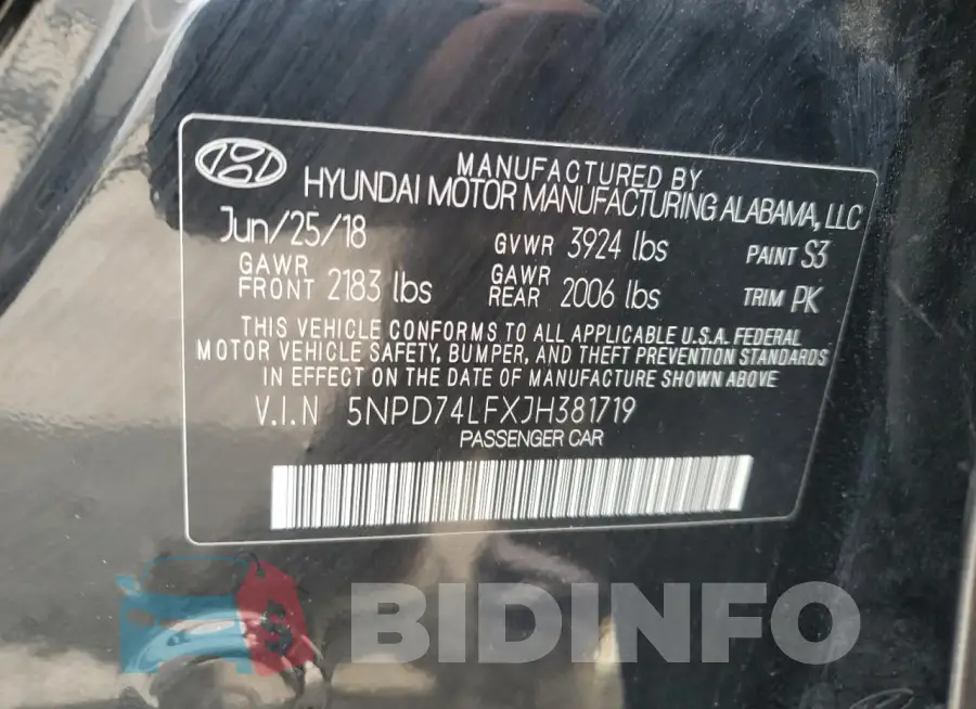 5NPD74LFXJH381719 Photo# 12