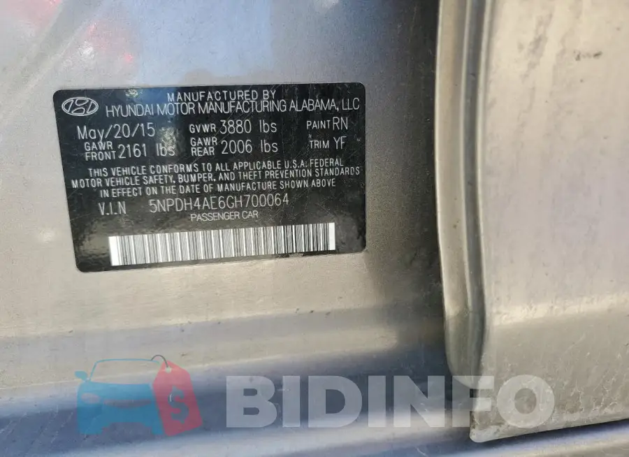 5NPDH4AE6GH700064 Photo# 12