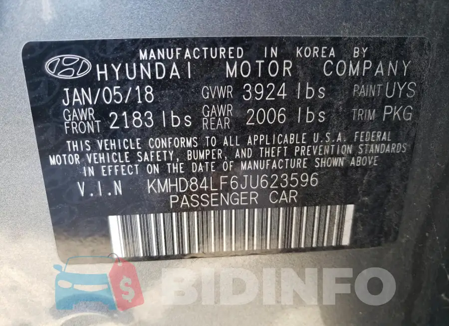 KMHD84LF6JU623596 Photo# 13