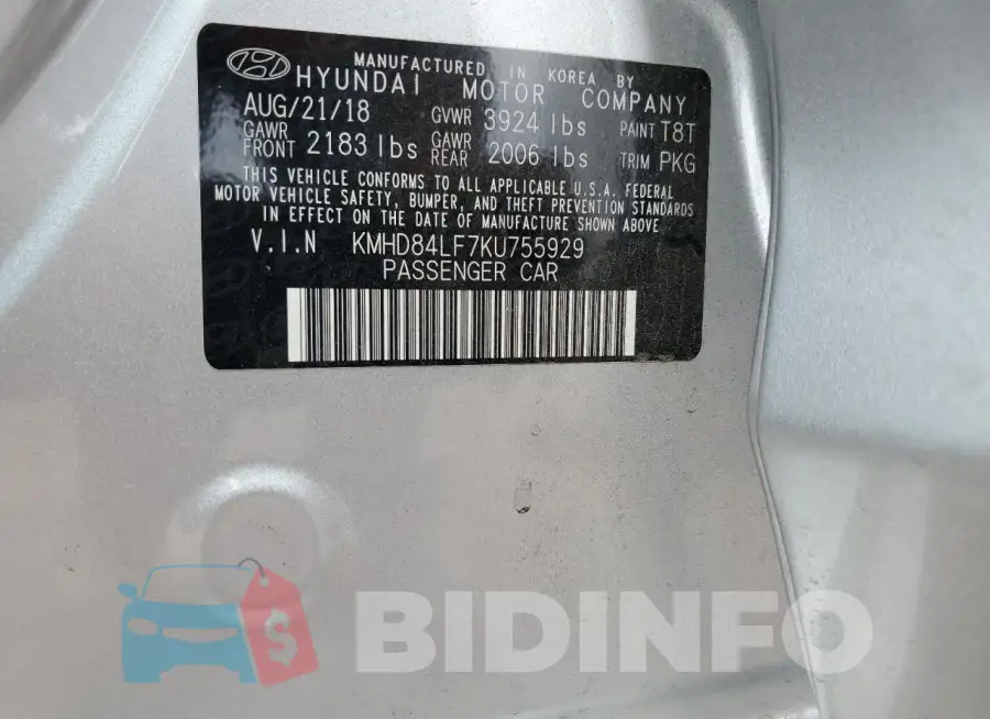 KMHD84LF7KU755929 Photo# 12