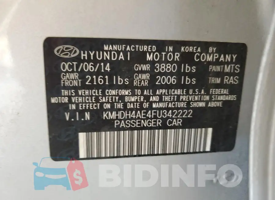KMHDH4AE4FU342222 Photo# 13
