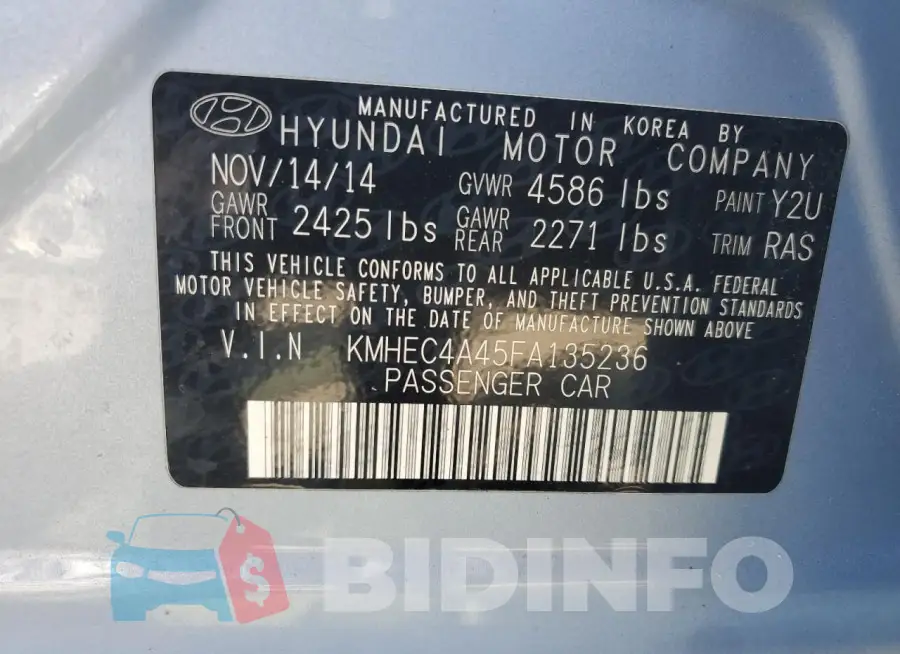 KMHEC4A45FA135236 Photo# 12
