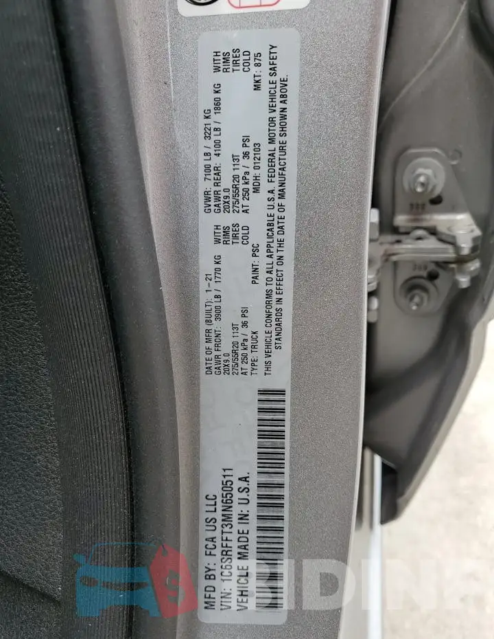 1C6SRFFT3MN650511 Photo# 12