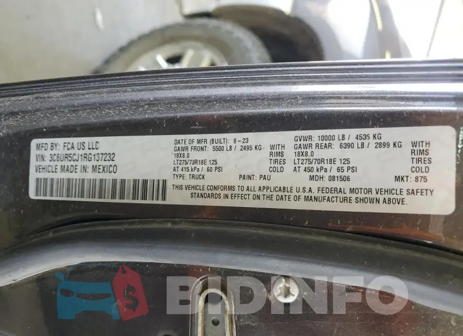 3C6UR5CJ1RG137232 Photo# 12