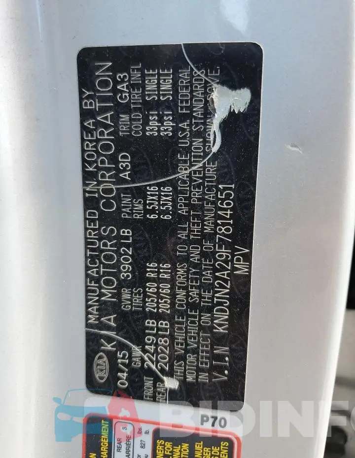 KNDJN2A29F7814651 Photo# 13