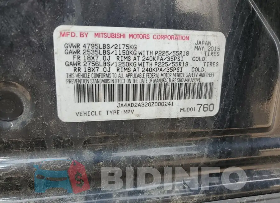 JA4AD2A32GZ000241 Photo# 13