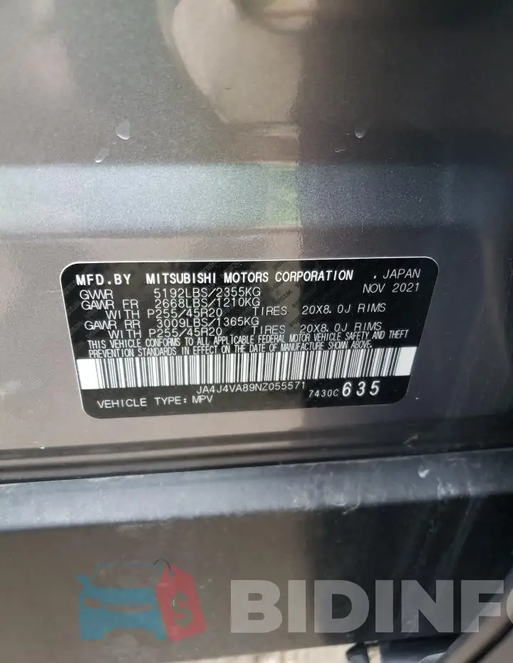 JA4J4VA89NZ055571 Photo# 13