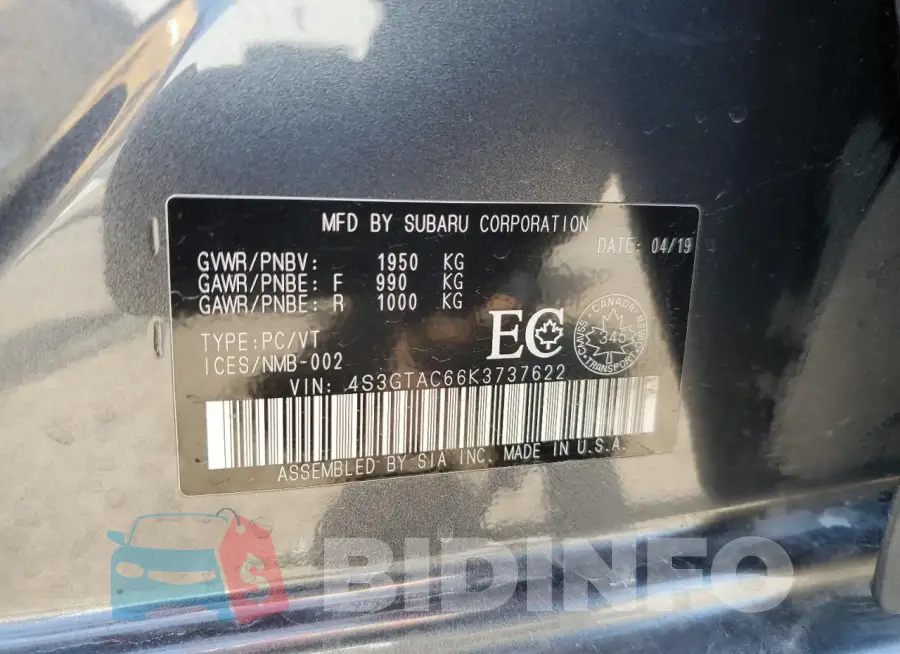 4S3GTAC66K3737622 Photo# 12