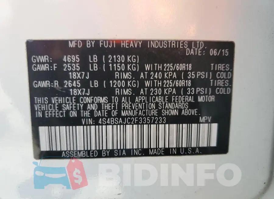 4S4BSAJC2F3357233 Photo# 14