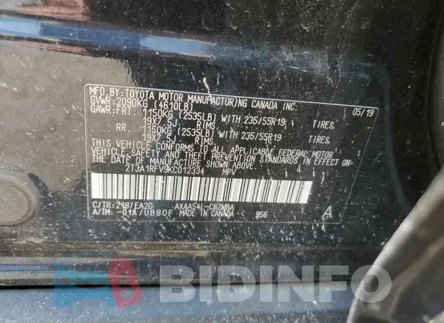 2T3A1RFV9KC012334 Photo# 13