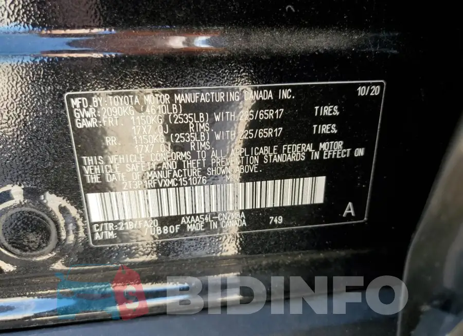 2T3P1RFVXMC151076 Photo# 12