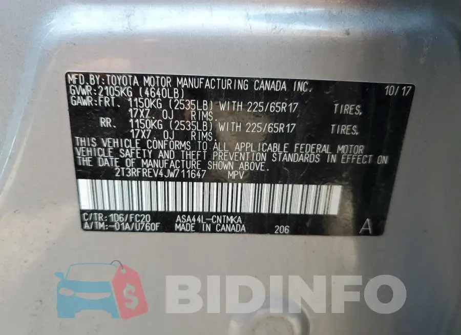 2T3RFREV4JW711647 Photo# 13