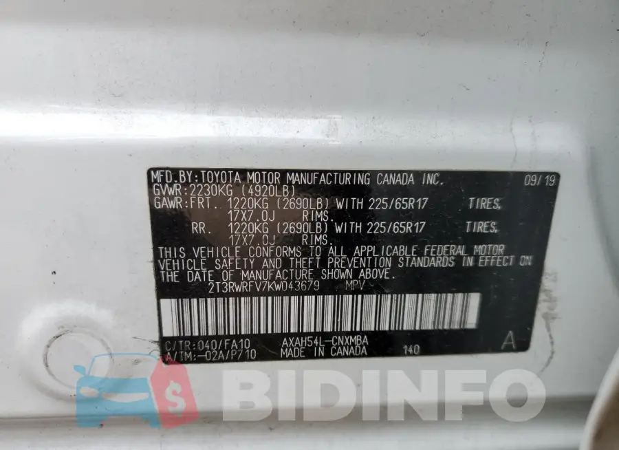 2T3RWRFV7KW043679 Photo# 12