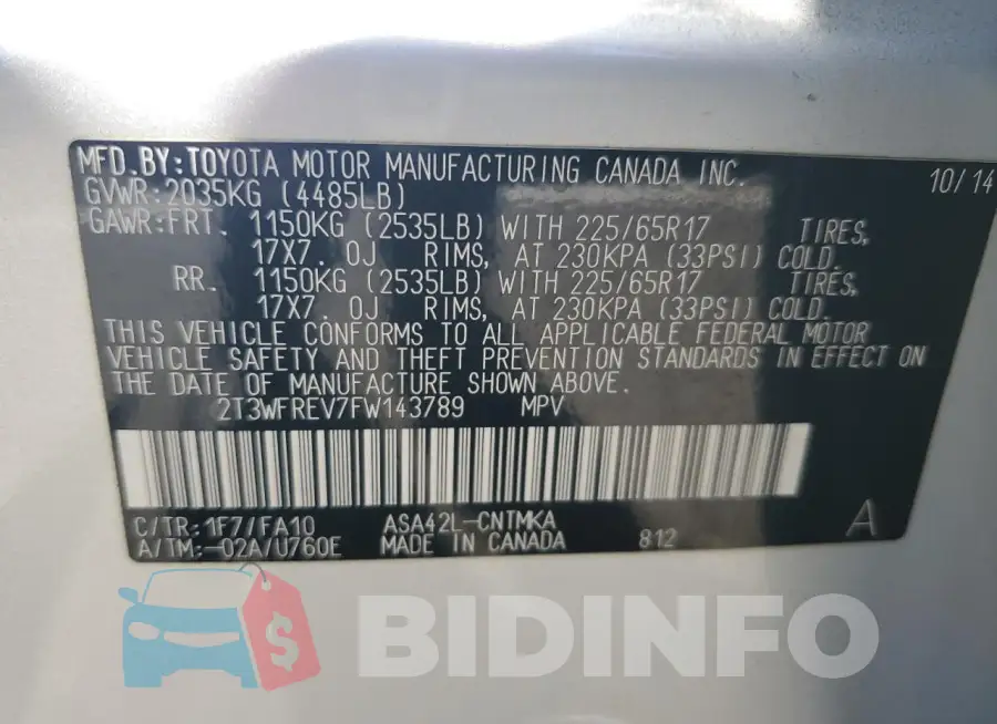 2T3WFREV7FW143789 Photo# 13