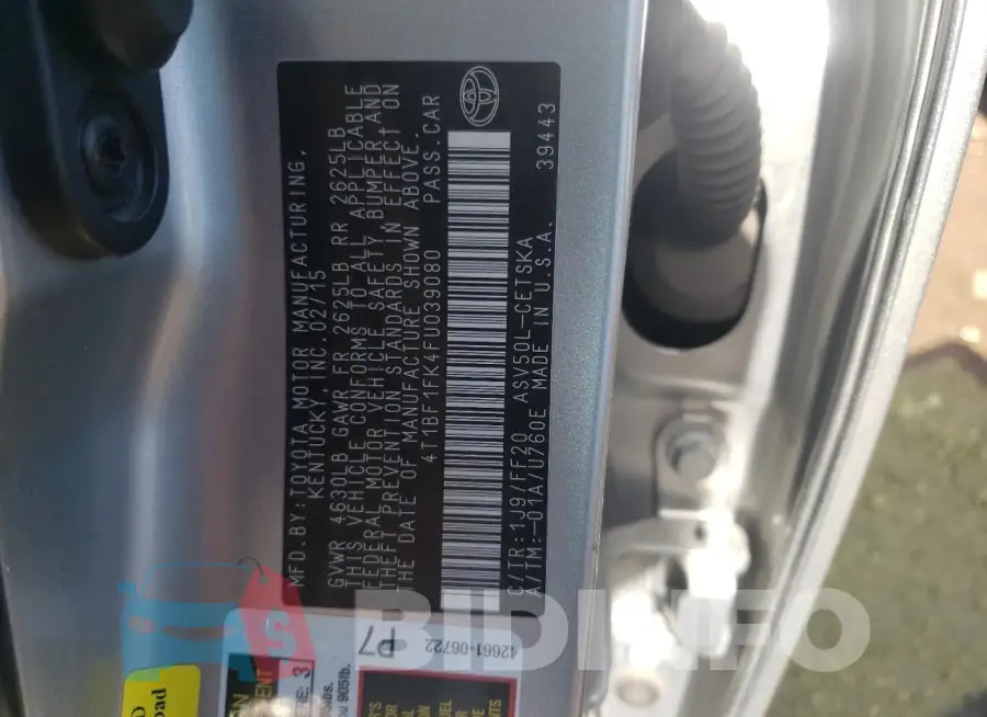 4T1BF1FK4FU039080 Photo# 12