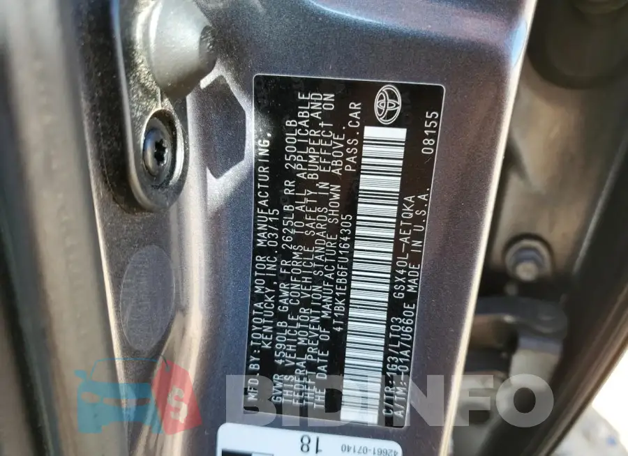 4T1BK1EB6FU164305 Photo# 13