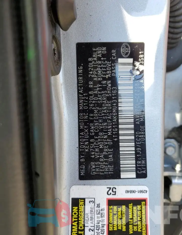 4T1G11AK6MU431163 Photo# 12
