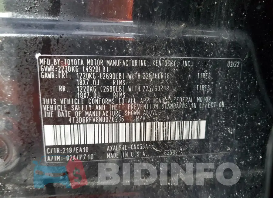4T3D6RFV8NU076236 Photo# 14