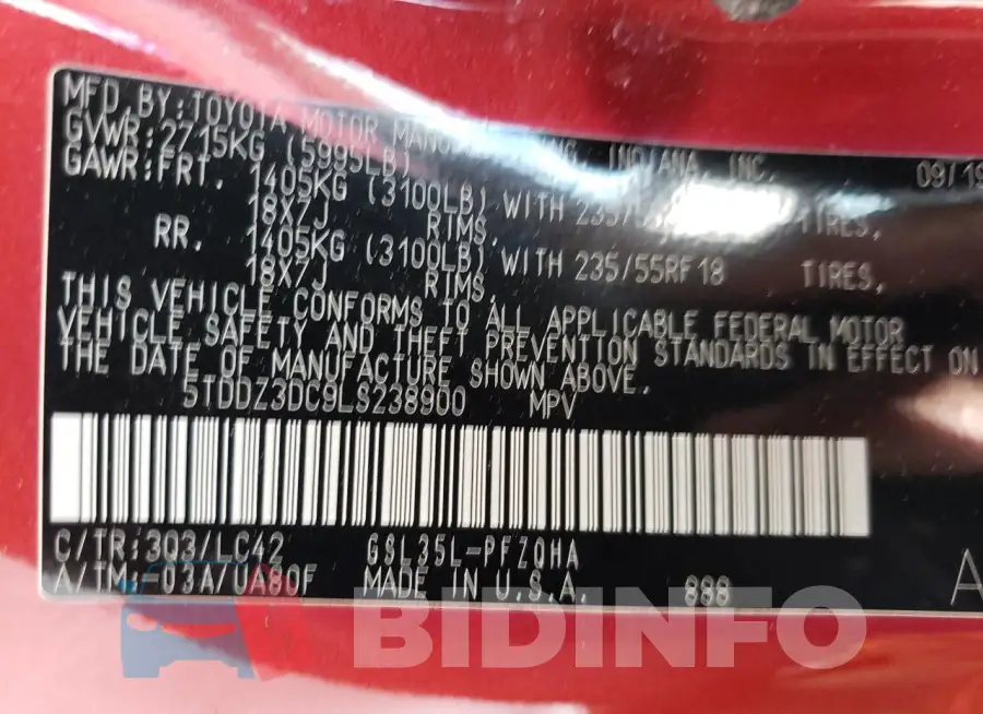 5TDDZ3DC9LS238900 Photo# 13