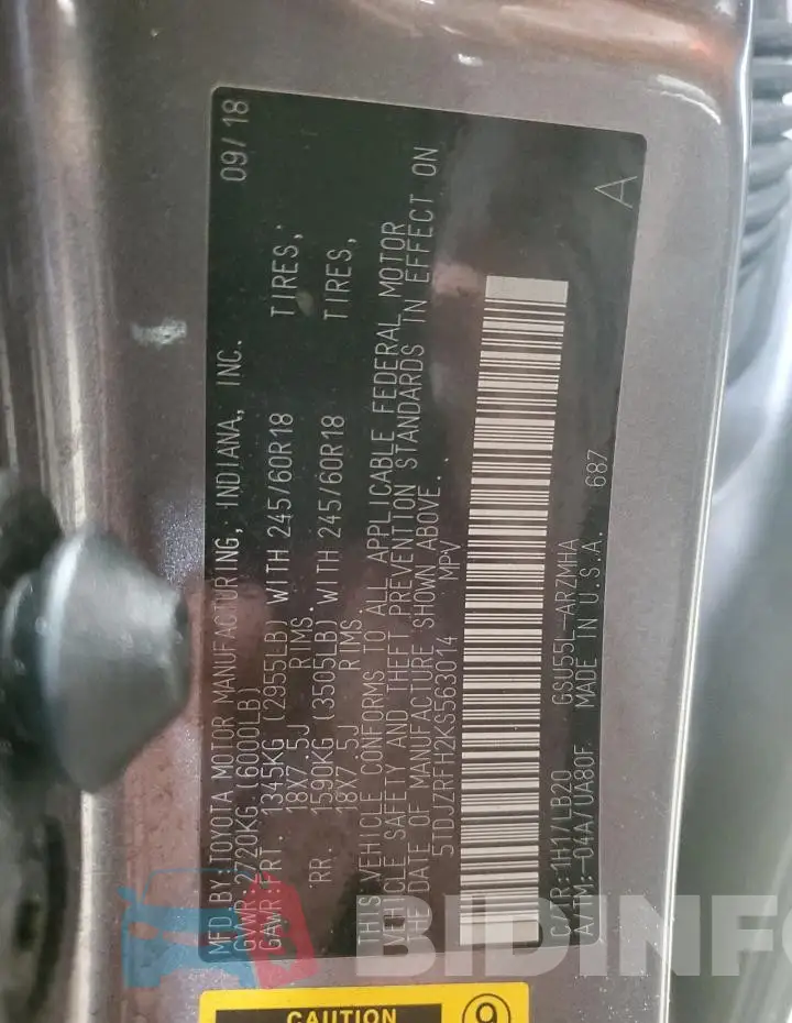 5TDJZRFH2KS563014 Photo# 13