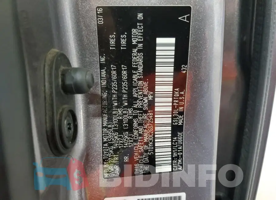 5TDYK3DC2GS725481 Photo# 14