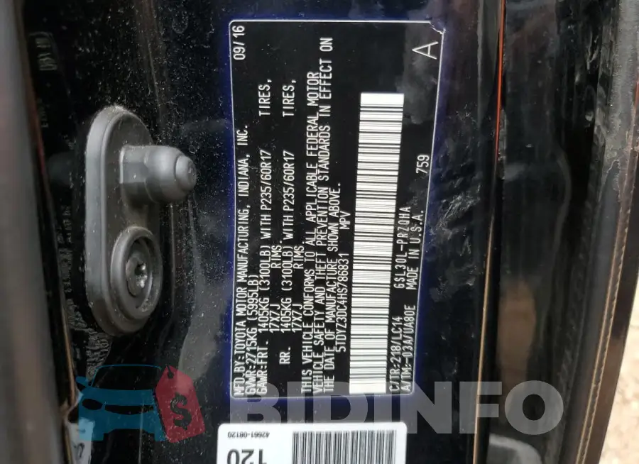 5TDYZ3DC4HS786831 Photo# 14