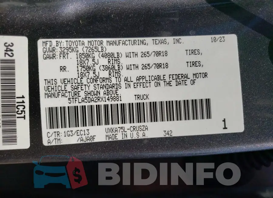 5TFLA5DA2RX149881 Photo# 12