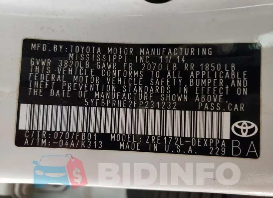 5YFBPRHE2FP231232 Photo# 13