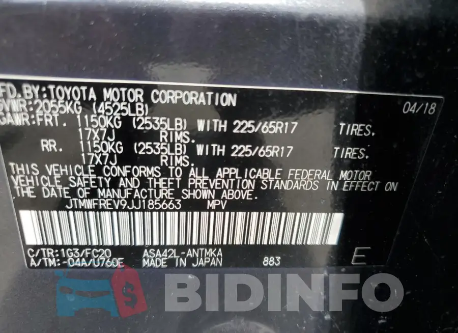 JTMWFREV9JJ185663 Photo# 13