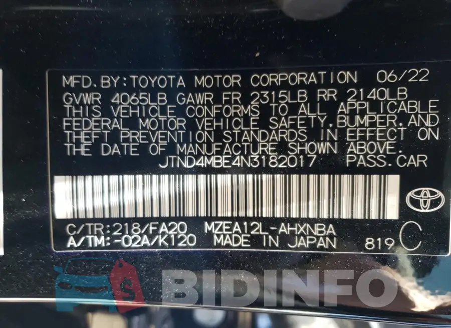 JTND4MBE4N3182017 Photo# 12