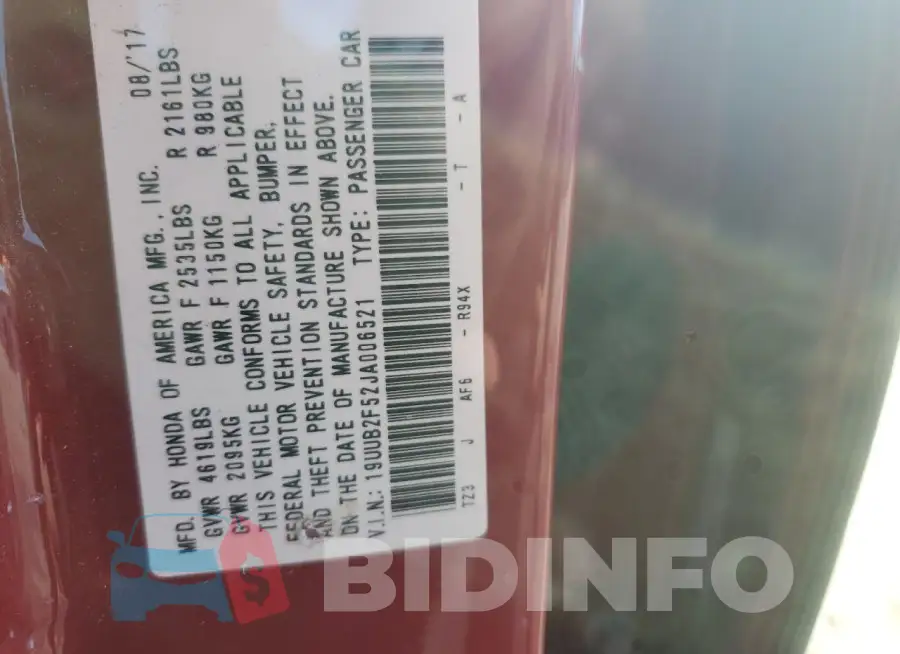 19UUB2F52JA006521 Photo# 12
