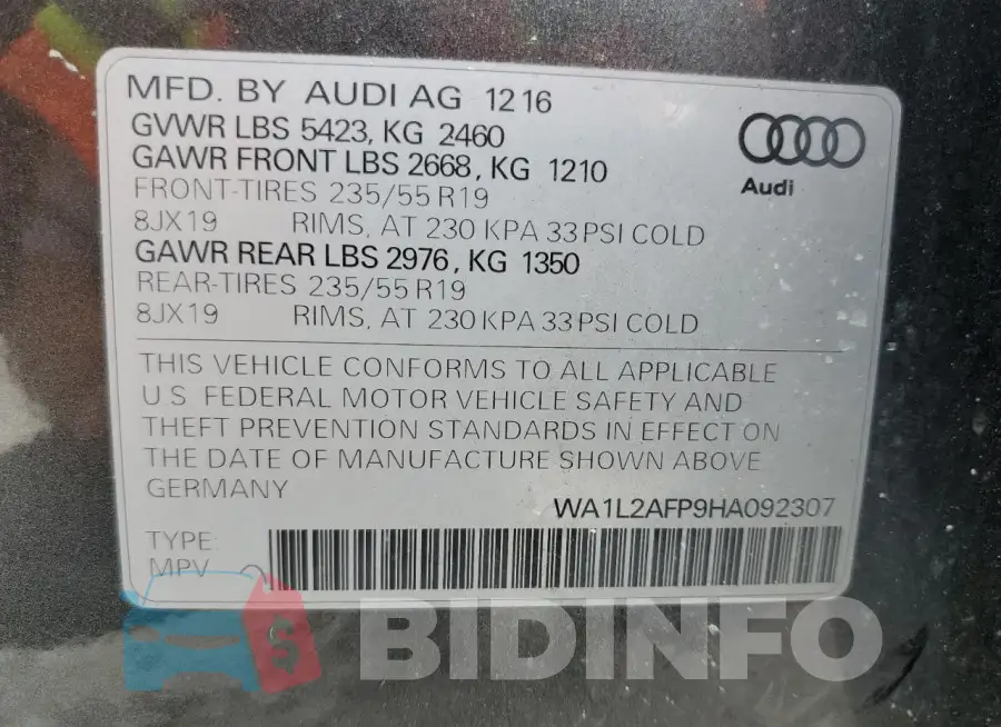 WA1L2AFP9HA092307 Photo# 13