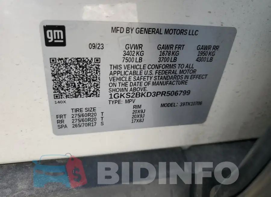 1GKS2BKD3PR506799 Photo# 13